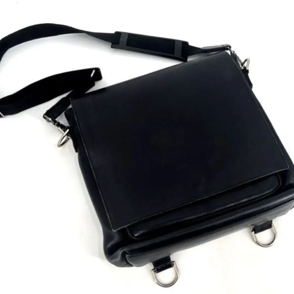 Vintage Village Tannery‎ By Sevestet Men's Large Black Leather Messenger Bag